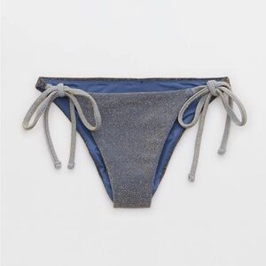 NWT Aerie Navy Sparkle Cheekiest Tie Bikini Bottom